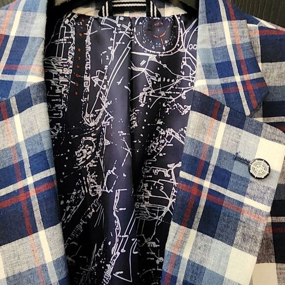 Nautica Brielle Linen Blend Jacket in Multicolor Plaid - Picture 6 of 14
